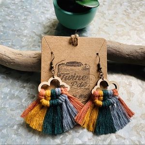 Handmade macrame rainbow earrings